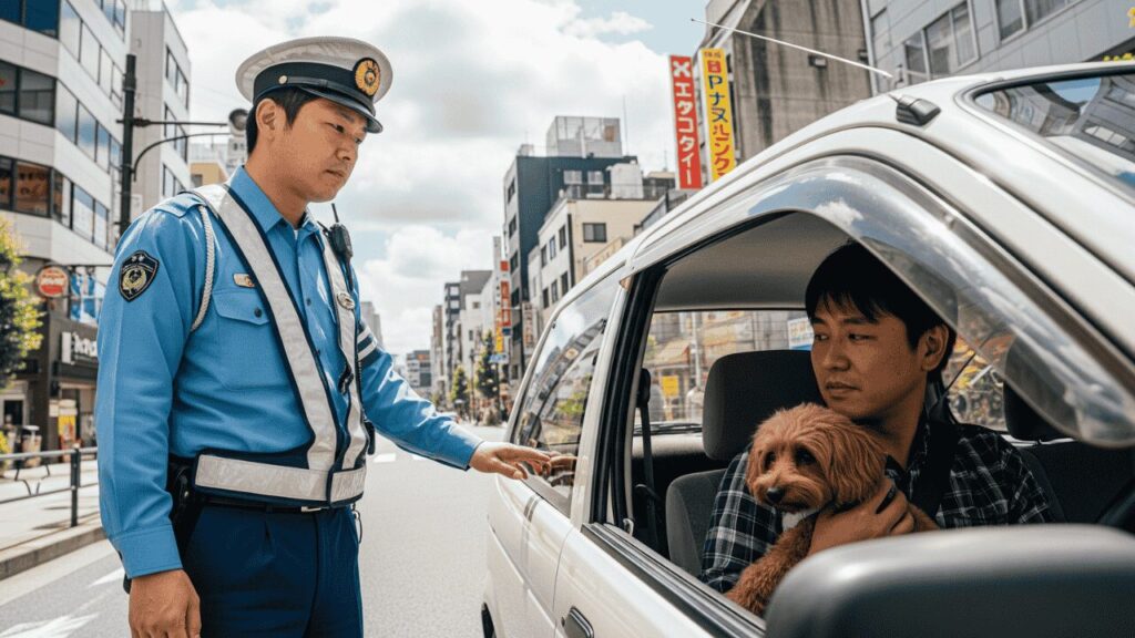 犬を抱っこして運転するのは、違法